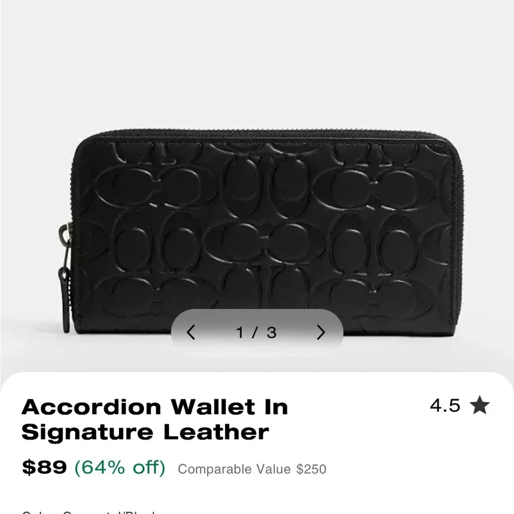Coach Black Embossed Wallet - Picture 3 of 3